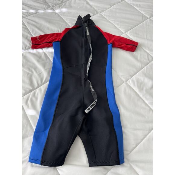 Stearns Unisex Kids Wetsuit Black Blue Color Block Short Sleeve Zip Mock Neck S - Picture 4 of 10